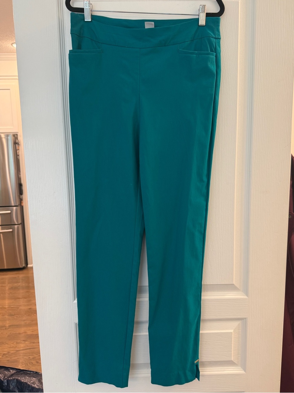 Chico's Teal Straight-Leg Pull-On Pants, Size 1T